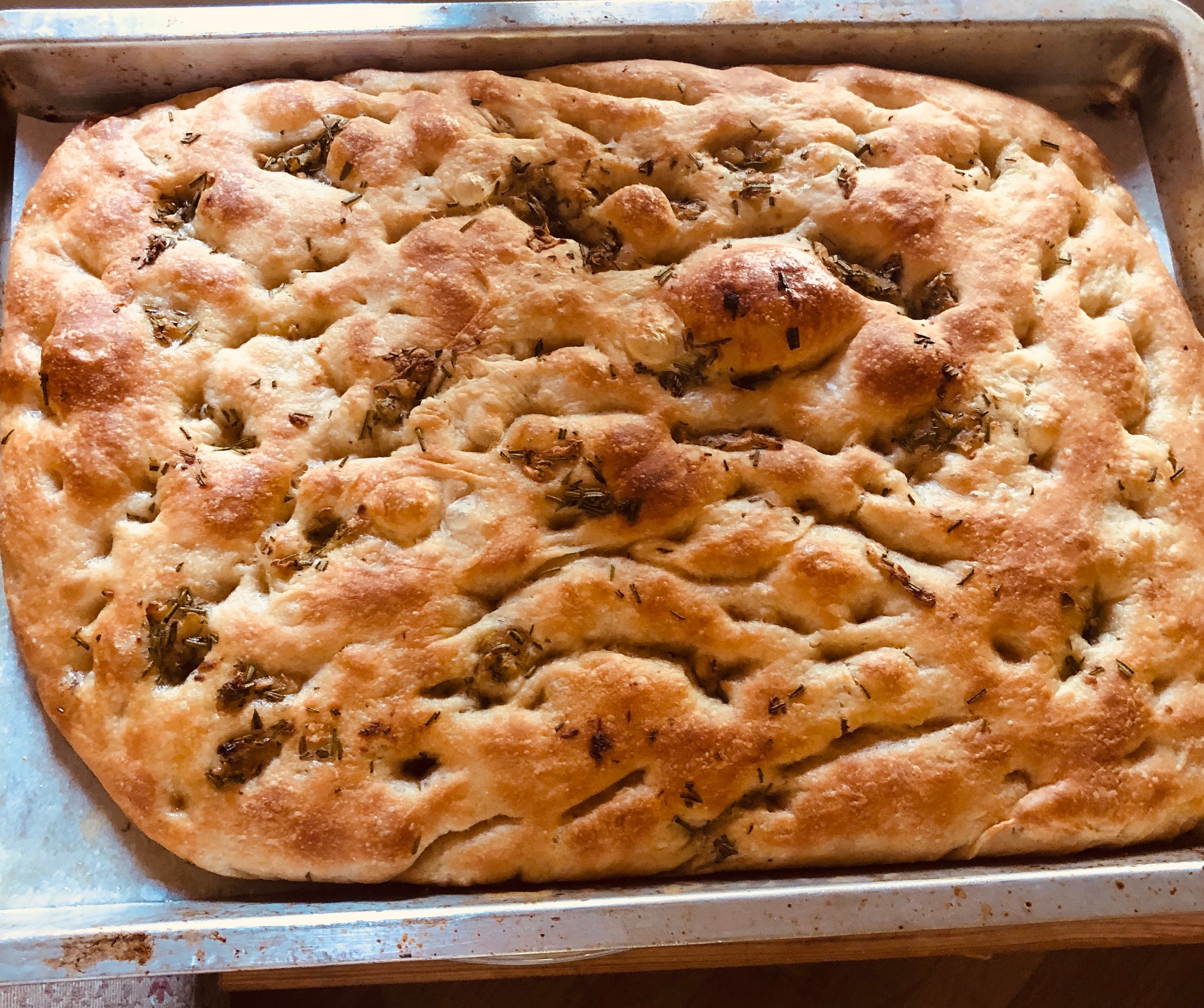 Focaccia Bread, Garlic Confit, and Salsita