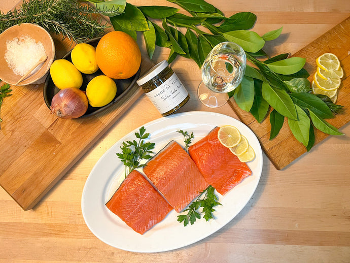 Roasted Salmon with Tienda Salsita Salsa Verde Asado